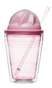 Sweet milkshake with straw pink