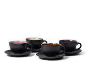 Cup w saucer 24cl 4pcs black/light