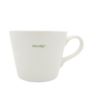 Keith Brymer Jones Word Range Medium Ceramic White Mug - cheeky! (green) - 350ml