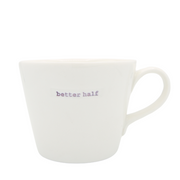 Keith Brymer Jones Word Range Medium Ceramic White Mug - better half (lilac) - 350ml