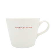 Keith Brymer Jones Word Range Medium Ceramic White Mug - too hot to handle (red) - 350ml