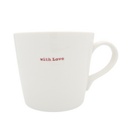 Keith Brymer Jones Word Range Large Ceramic White Mug - with Love (red) - 500ml