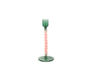 Glass candlestick Vivid 7.4 x 16.3 cm Green/Rose