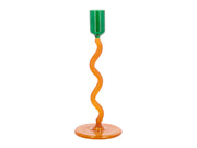 Glass candlestick Vivid 8.5 x 19.6 cm Green/Amber